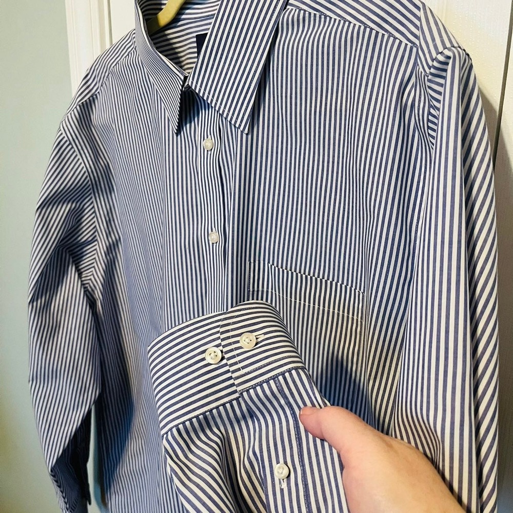 STAFFORD TRAVEL men's striped button down long sleeve shirt